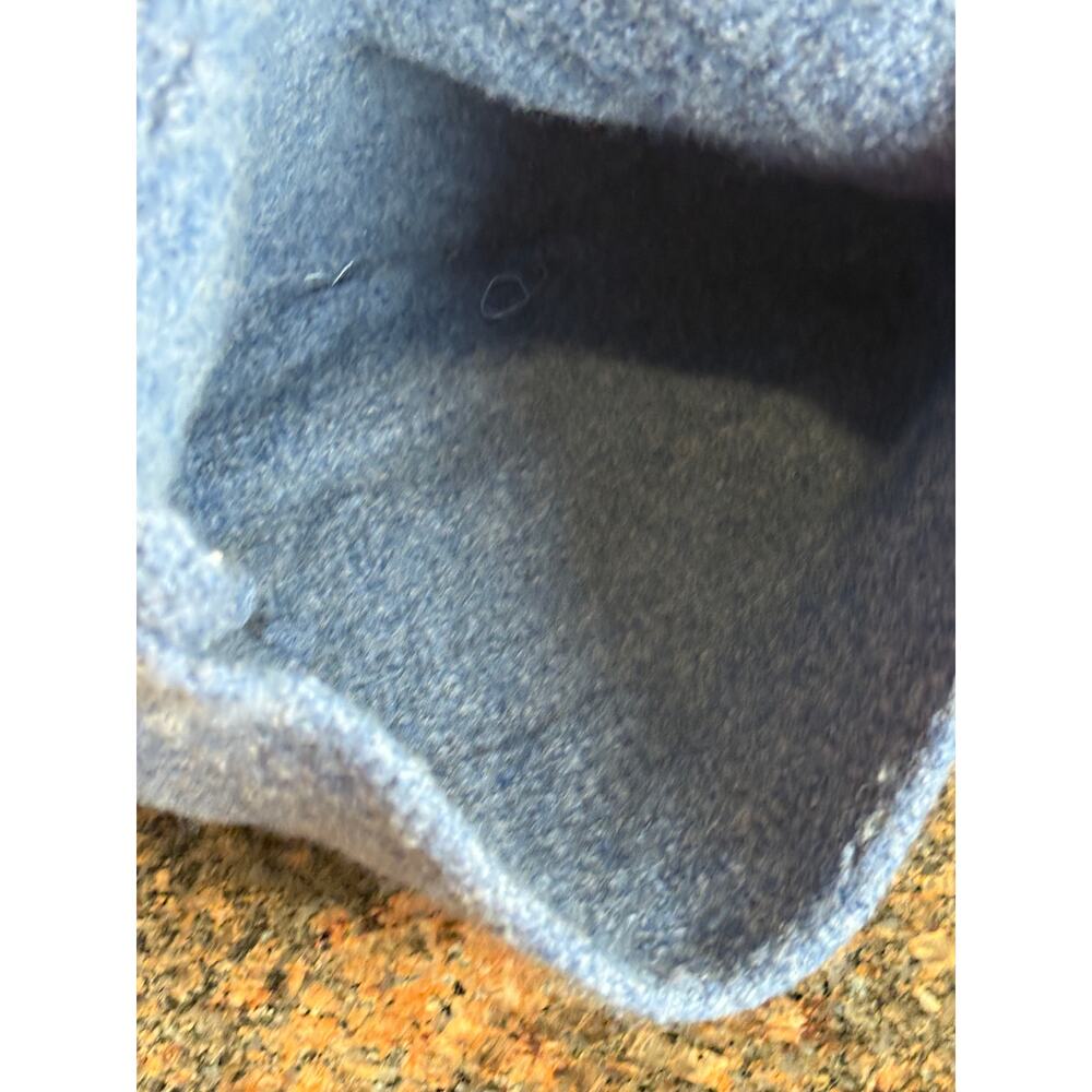 Handmade Blue Felt Shoulder Purse with Multicolored Ribbon Accents - Picture 9 of 10